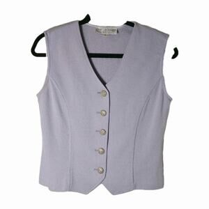 St. John Collection‎ by Marie Gray Size 4 Lavender Knit Vest Daisy Gold Buttons